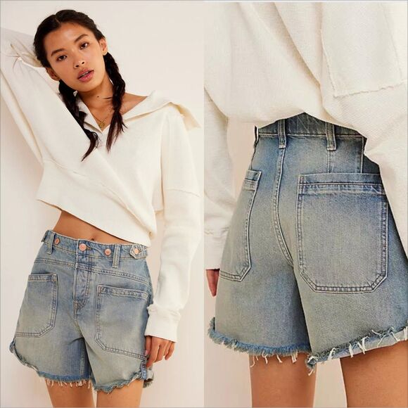 Free People Pants - Free People We The Free Palmer Short Size 27 La La Land Button Fly Light Wash